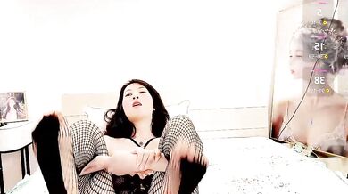 Dazzlebean strips & squirts while getting kinky with new-young toys in HD