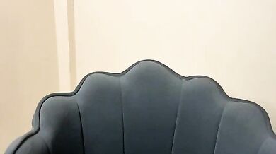 Watch Okaysimran get her ass and tits slammed hard in a wild cowgirl-style strip-tease on camera!