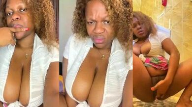 Check out the young blonde's big tits and hairy pussy in this upskirt strip show!