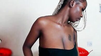 Karembo Johnson teaches how to jerk off with her cheap-privates and squirts with double penetration