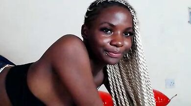 Karembo Johnson teaches how to jerk off with her cheap-privates and squirts with double penetration