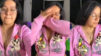 MsConejitaa records herself stripping & playing with her young big tits & tight pussy in POV
