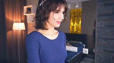 Watch Sibley Burner, the naughty cam girl, get dirty-talked while flashing her cheap-privates white teen outfit!