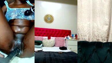 Little African Sexy Toy27 strips and teases with her massive ebony nips and tight holes