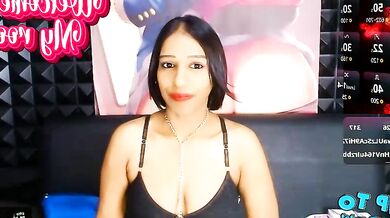 Sexy Indian cam girl with big tits flashes and gets spanked by her mistresses' best-milfs in a romantic, topless session