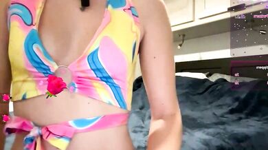 Interactive play with petite blonde American girl Lovense: petite blonde gets humiliated, upskirt dance, and blowjob with toys