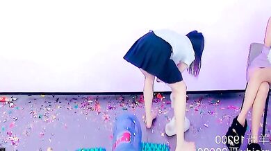 Watch this trimmed-asian babe with big tits & ass get her nipples and ass drilled in latex