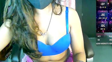 Cute-Tara in Lovense Lovense role-play: Young Indian cam girl with big tits and tight ass gets topless and