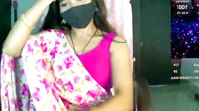 Cute-Tara in Lovense Lovense role-play: Young Indian cam girl with big tits and tight ass gets topless and
