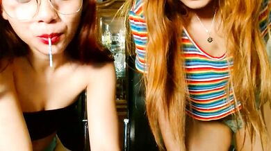 3littleschoolteens gets spanked in public by a middle-aged cam girl with big tits and deepthroats