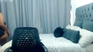 Samantha69x strips, gags & deepthroats like a pro in hot ebony-young action