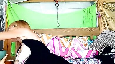 Luna-Natural's oil-drenched squirt show: Petite blondes blow & titty-fuck in HD