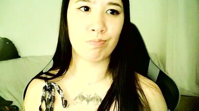 Japabaixinha records herself getting her small tits jizzed on while cuckold husband watches