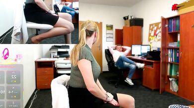 LegsLONG's office-appropriate anal cosplay gets wild with dildo and vibrator