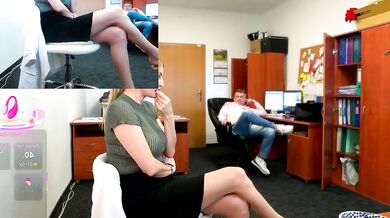 LegsLONG's office-appropriate anal cosplay gets wild with dildo and vibrator