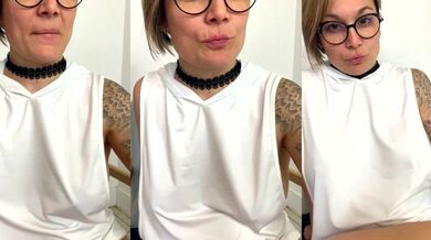 Watch this blonde bombshell with a shaved pussy and big tits twerk and squirt while dirty talking in doggy-style