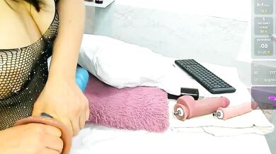 VeronicaRyan twerks her cameltoe while getting her big tits creamed with toys