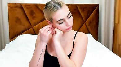 MiaDefo's hot striptease will make you cum hard with her deepthroat and white blond hair