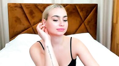 MiaDefo's hot striptease will make you cum hard with her deepthroat and white blond hair