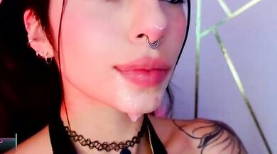Hollyxx's tight petite body gets spanked while she deepthroats and toys herself to orgasm