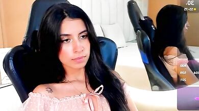 Zia Cooper's petite feet get the job done in a hot latin-teens striptease with some deepthroat action and