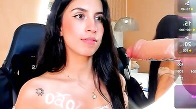 Zia Cooper's petite feet get the job done in a hot latin-teens striptease with some deepthroat action and