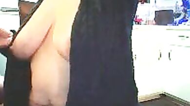 Big-Tits-McGee's oiled-up pussy gets fingered and leaked in a white striptease