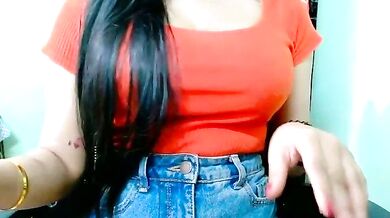 Sweet-alia's hot Indian-girl-style striptease with fingering, doggy-style & more!