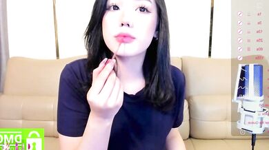 Watch litbeauty, a wealthy Asian teen, tease and suck on a big cock up close