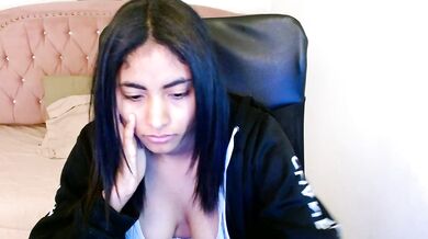 Shaneelle's petite Latina body takes a huge facial after a hot titty-fuck on cam