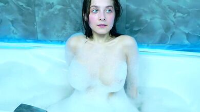 Ravishing shape: Mesmerizing siren rubs her tits while goal is reached!