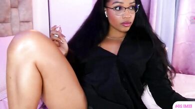 Eimi_space's tight ebony pussy gets fingered while topless-shaved-on-webcam