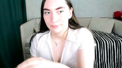 Watch young brunette pussyhome2407 get her big tits spanked while getting a deepthroat dildo-or-vibrator and a