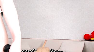 Watch young brunette pussyhome2407 get her big tits spanked while getting a deepthroat dildo-or-vibrator and a