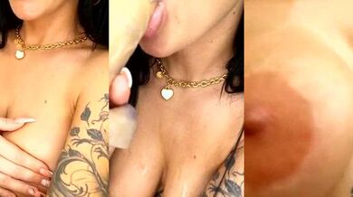Black Panther's hot MILF strips down and gives a steamy jerk-off instruction to her topless-instagram-loving fans