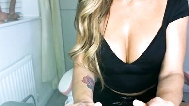 Carmel Louise strips and teases with big tits & white pussy