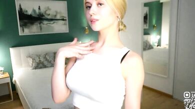 Watch SophieDavise tease & flash in POV cam video, then get a big-nippled facial from a white dude