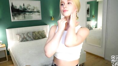 Watch SophieDavise tease & flash in POV cam video, then get a big-nippled facial from a white dude