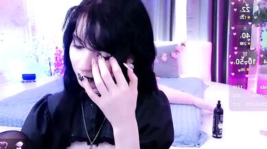 Draculaura_ - Black-haired cam girl gets her tight ass drilled while playing with Lovense & Teens