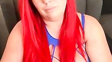 Redxxxvixen dominates with her big tits & dirty talk in self-sucking video