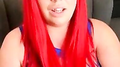 Redxxxvixen dominates with her big tits & dirty talk in self-sucking video