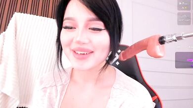 Sophia Squirtits - Sexy Asian teen with big tits and a big dildo gets naughty with kissing, striptease, and dildo play