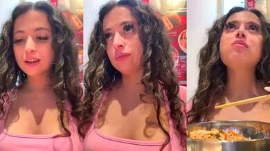 Watch Lina_twin's big tits bounce while she gives a naughty striptease and handjob in POV