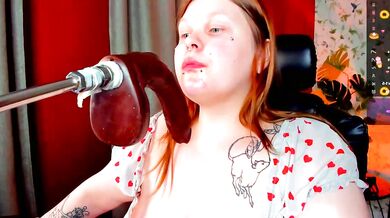 Aurorademoni's wild deepthroat and handjob skills in a hot striptease