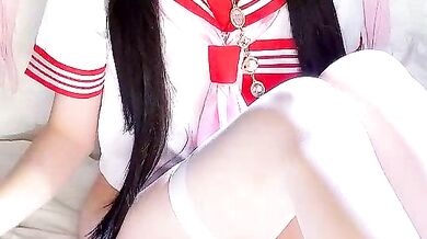 Daddyspuppy, the petite Asian cam girl, indulges in some naughty cosplay and foot fetish antics on cam2cam