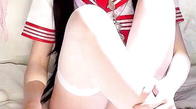 Daddyspuppy, the petite Asian cam girl, indulges in some naughty cosplay and foot fetish antics on cam2cam