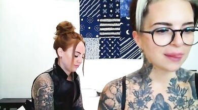 Young UK models get frisky with each other while showing off their tattoos and feet