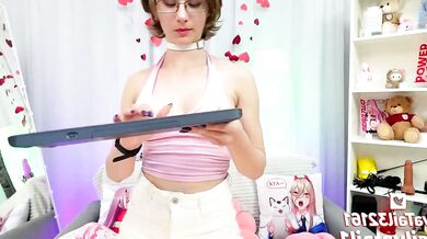 Petite Russian slut Silva-Tail teases with a big dildo & deepthroats like a pro