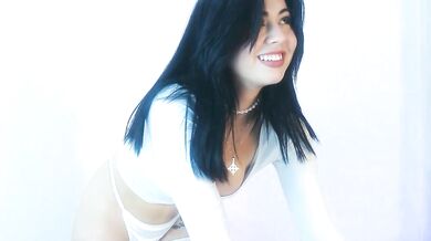 Zoe Benson's dirty talk and big tits make this latin babe gagging on cock