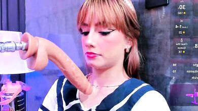 Watch valentinna_montes dirty talk while riding a white strapon in public